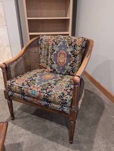 1980s Hollywood Regency Greek Mediterranean Neoclassical Cane Back Armchair