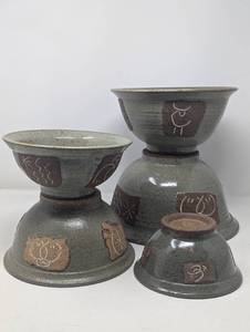 5 Vintage Studio pottery bowls artisan