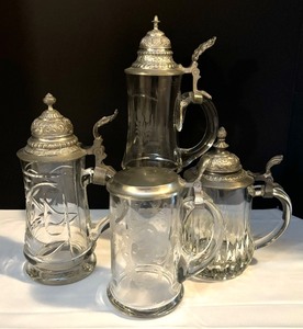 lot 50 image: Four Clear Glass Steins
