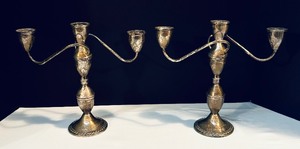 lot 22 image: Pair of Sterling Silver Candle Holders
