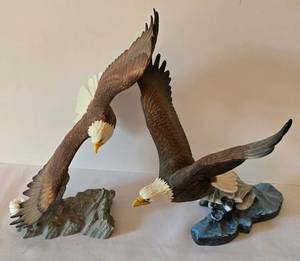 lot 91 image: Majestic Eagle Sculpture Duo