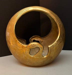 lot 119 image: Mid Century Art Deco Brass Swan Planter