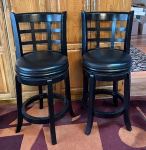 lot 33 image: Two Bold Black Barstools