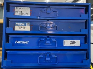 lot 5 image: FASTENAL HARDWARE 4 DRAWER CABINET