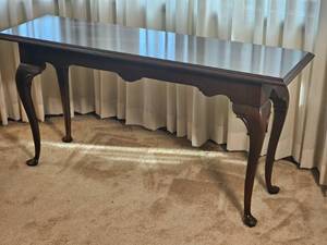 lot 60 image: Contemporary Ethan Allen Cherry Console with Queen Anne Styling