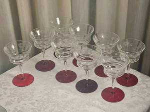 lot 98 image: Port Cordial Ruby Foot Champagne Glasses