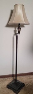 lot 148 image: Stylish Swing Arm Floor Lamp with Polished Stone Accent