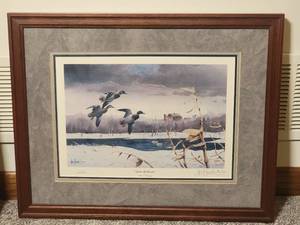 lot 74 image: SIGNED Les Kouba Fine Art Naturalist Print - Lake Mallards