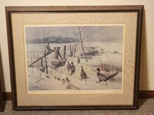 lot 42 image: SIGNED Les Kouba Fine Art Naturalist Print - Headin for Shelter