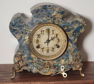 lot 85 image: Antique 1900s New Haven Iron Mantle Clock