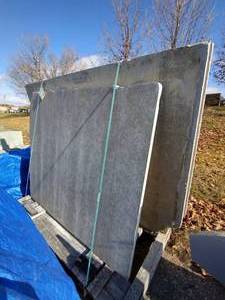 2 Stone Slabs on A-Frame  (2) 72 x 96 approx wt 1200 lbs ea. (1) 65 x 74 approx wt. 835 lb ea