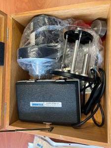Brookfield Synchro-lectric Viscometer and Helipath Spindle Set, Some Pieces Missing. Most are there.