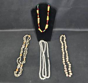 lot 8 image: Set of 4 Unique Necklaces - Colorful Beaded and Pearl Design (display not inc)