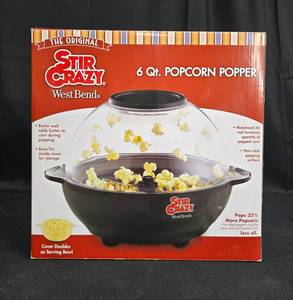lot 21A image: West Bend Stir Crazy 6 Qt. Popcorn Popper - Microwave Safe