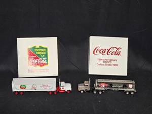 lot 28 image: Set of 2 Coca-Cola Collector Trucks - 25th Anniversary and Fountain Service