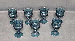 lot 46 image: Set of 6 Vintage Blue Glass Goblets