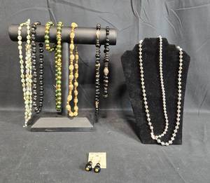 lot 63 image: Assorted Collection of Necklaces and Earrings - displays not included