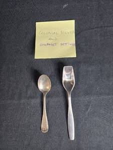 lot 72 image: Pair of Colonial Silver & Gourmet Settings Pieces - Spoon and Serving Spoon