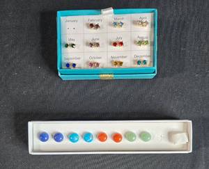 lot 83 image: Incomplete Sets of Birthstone & Colorful Stone Earrings