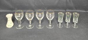lot 94 image: Set of 8 Vintage Glasses and Belleek Vase - Shamrock Design