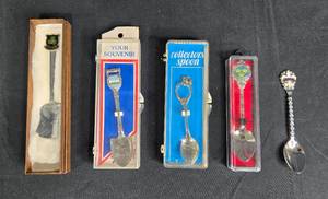 lot 98 image: Collection of 5 Vintage Souvenir Spoons - Various Designs