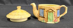 lot 112 image: Charming Vintage Staffordshire Teapot with Lid - Cottage Design