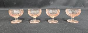 lot 129 image: Set of 4 Vintage Pink Mosser Depression Glass Mini Short Dessert Cups