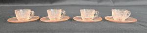 lot 131 image: Set of 4 Vintage Milk Glass Mini Tea Cups with Saucers - Pink Color