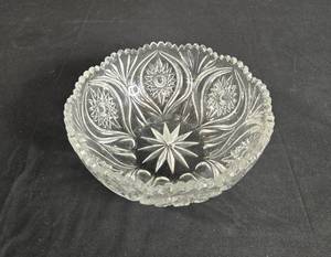 lot 137 image: Vintage Cut Crystal Bowl with Intricate Floral Design