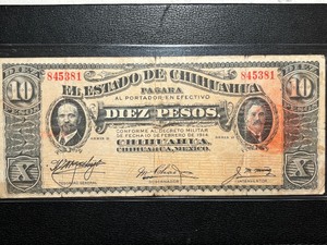 1914 Mexico 10 Peso Bill