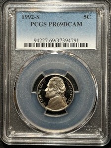 1992-S Jefferson Nickel Proof PCGS PR69 Deep Cameo