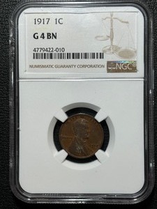 1917 Lincoln Cent NGC G4 Brown