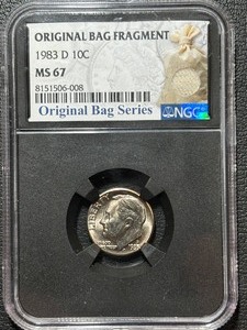 1983-D Roosevelt Dime NGC MS67 Original Bag Fragment
