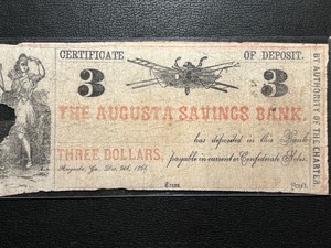 $3 Dollar Certificate of Deposit Augusta Savings Bank