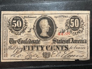 Confederate States of America 50 Cent Certificate