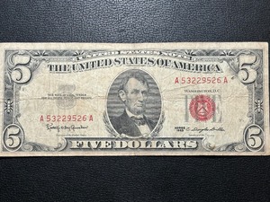 1963 Red Seal $5 Dollar United States Note