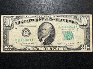 1950 C Green Seal $10 Dollar Federal Reserve Note