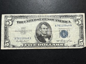 1953 Blue Seal $5 Dollar Silver Certificate