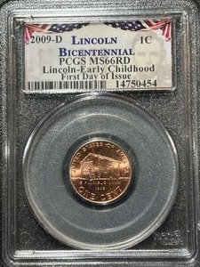 2009-D Lincoln Bicentennial Cent PCGS MS66 Red