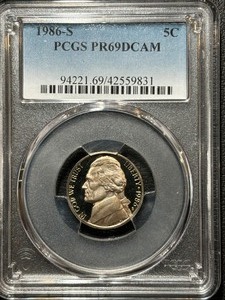 1986-S Jefferson Nickel Proof PCGS PR69 Deep Cameo