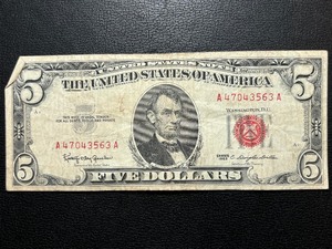1963 Red Seal $5 Dollar United States Note
