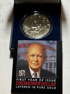 1971 Eisenhower Dollar Gold Layered