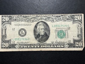 1950 B Green Seal $20 Dollar Federal Reserve Note