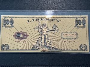 lot 2 image: 100 Milligram 24K Gold Liberty Bill
