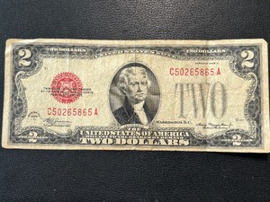 lot 4 image: 1928 D Red Seal $2 Dollar United States Note