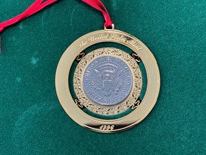 lot 14 image: 1996 Kennedy Half Dollar Christmas Ornament