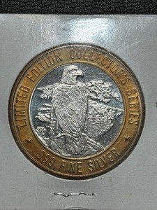 lot 41 image: .999 Fine Silver $10 Dollar Gaming Token Winnavegas