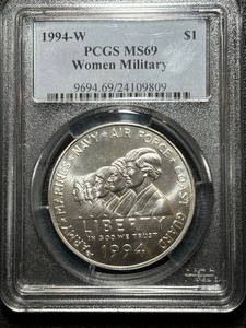 lot 60 image: 1994-W Women Military Silver Dollar PCGS MS69