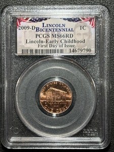 lot 63 image: 2009-D Lincoln Bicentennial Cent PCGS MS66 Red