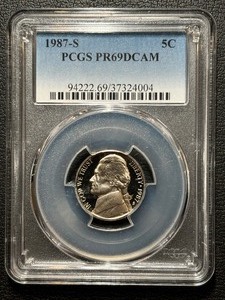 lot 121 image: 1987-S Jefferson Nickel Proof PCGS PR69 Deep Cameo